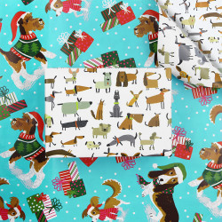 6 Pieces Reversible Gift Wrapping Paper Sheet, Cute Pet Dog Design Folded Flat Sheets 20" x 28" per Sheet, Perfect Gift Wrap for Birthday, Holiday, Party, Baby Shower, Christmas All Occasion